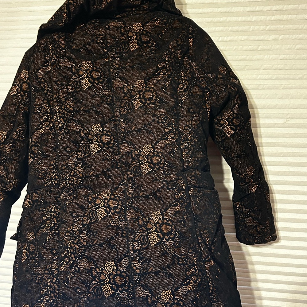 NWT Northside Black and Brown Lace 3/4 Puffer jacket medium - Picture 8 of 11